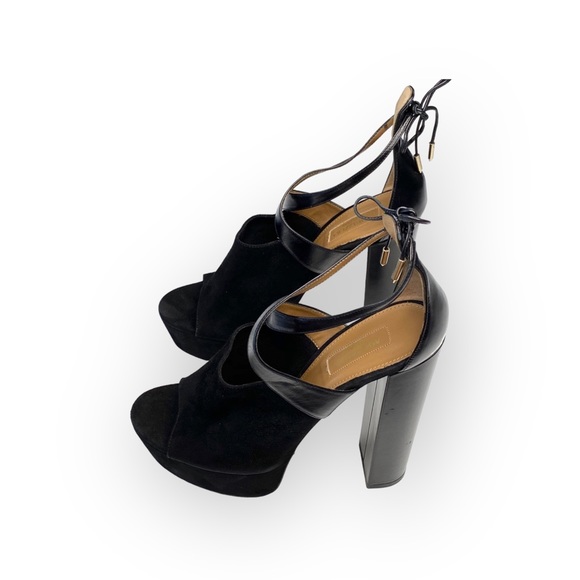 HTF: new Aquazzurra ☻︎ Kaya Plateau Platform Suede Sandals ☻︎ Red Carpet 40.5 10 - Picture 11 of 17